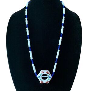 Vintage Chinese Painted Ceramic Necklace